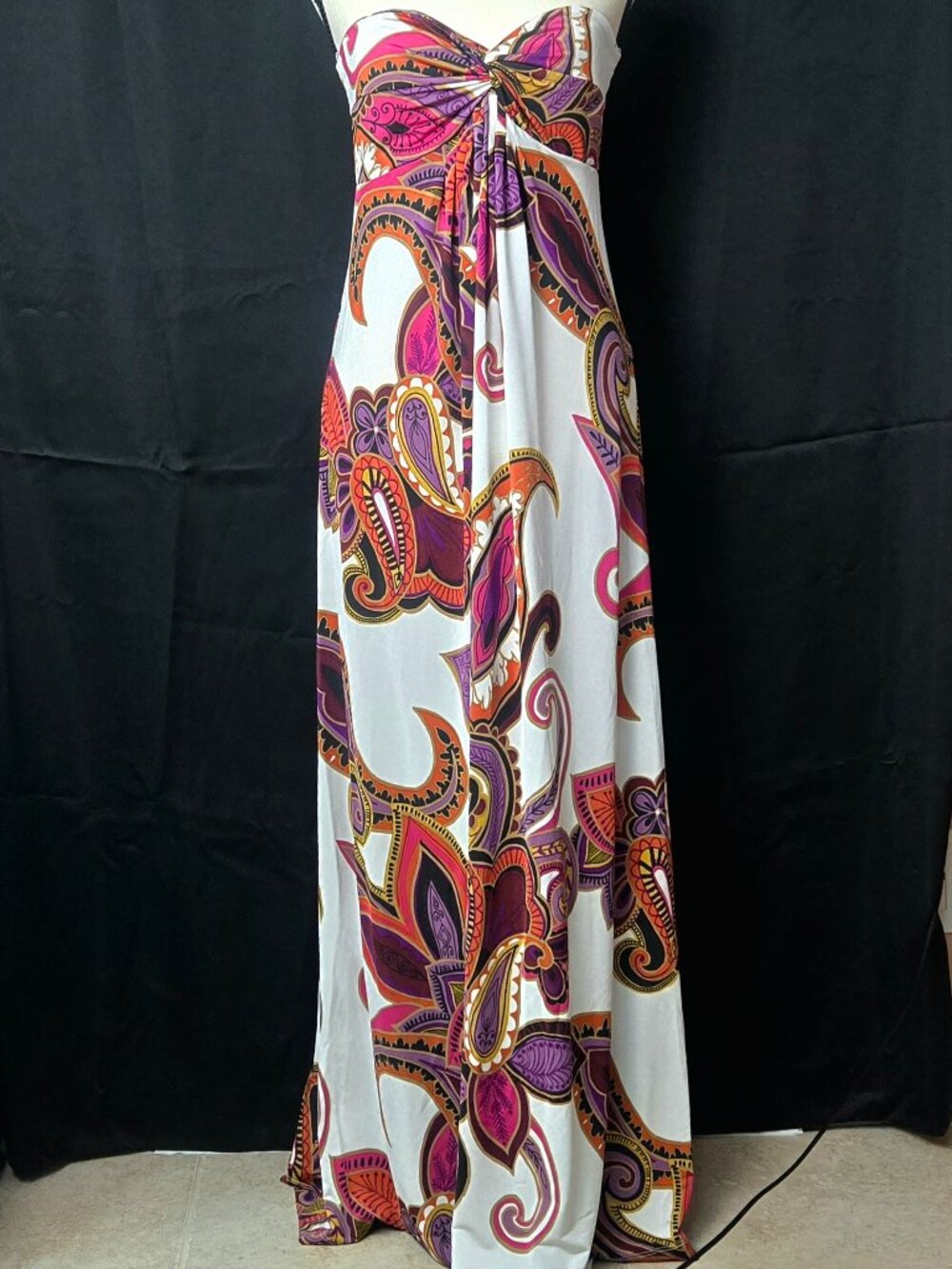 Sinequanone Paris Maxi Dress Strapless Sweetheart Paisley Y2K Boho Festival L